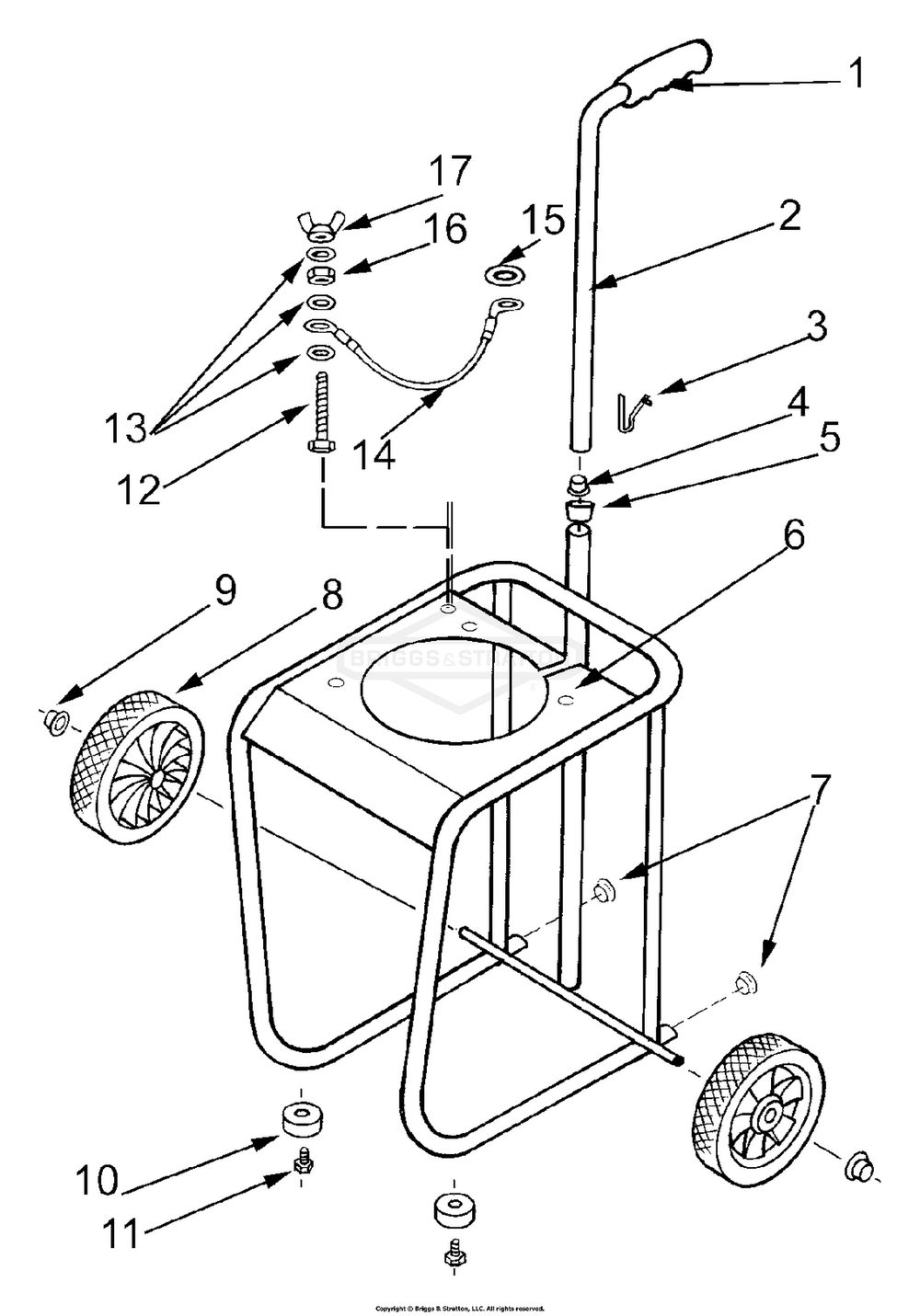 Frame And Fittings Diagram and Parts List for 1509-1  Briggs and Stratton Generator
